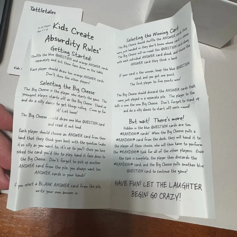 Kids Create Absurdity Fun Family Card Game Night fill‎ in the blanks creative